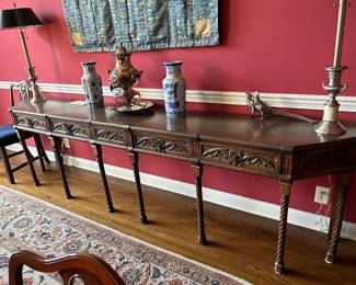 Long sideboard or table with 4 drawers - 112" Long