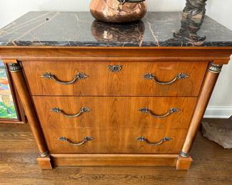 Thomasville 3 drawer chest with marble top