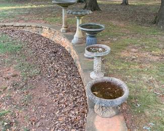 Planters and bird baths