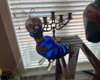 Vintage Blue Blown Glass Casta Worm