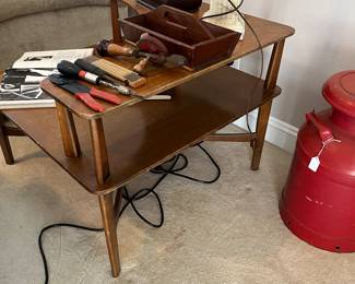 MCM corner table that needs top redone.
