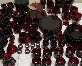 Avon 1876 Cape Cod ruby red dishes - 110 pieces