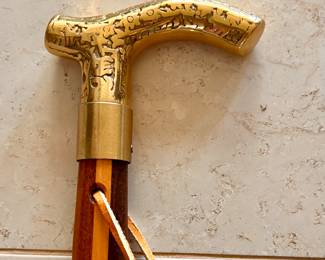 Walking stick - Maple, Walnut, Padauk & Zebrawood w/solid brass handle 