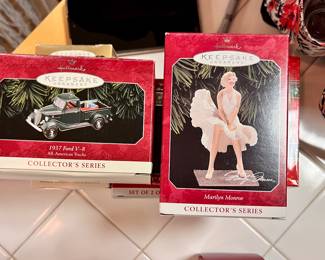 Hallmark ornaments - 1937 Ford V-8 & Marilyn Monroe 