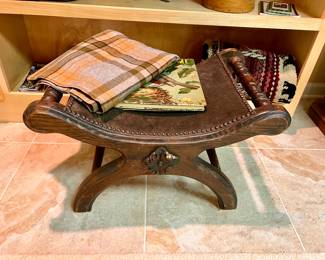 2 Leather ottoman/stool 