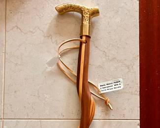Walking stick/cane - Maple, Walnut, Padauk & Zebrawood w/solid brass handle 