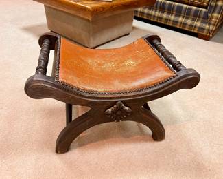 2 Leather ottoman/stool 
