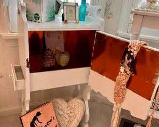 Copper lined cigar box table w/clock 