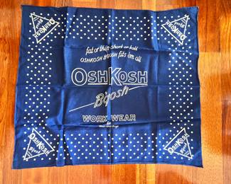 Vtg. 1950's OshKosh B'gosh blue polka dot bandana - Union Made 