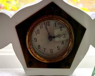 Copper lined cigar box table w/clock 