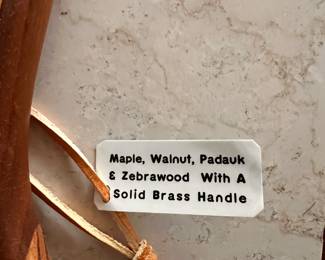 Walking stick - Maple, Walnut, Padauk & Zebrawood w/solid brass handle 