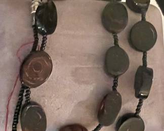 Rare Hawaiian black coral sliced necklace