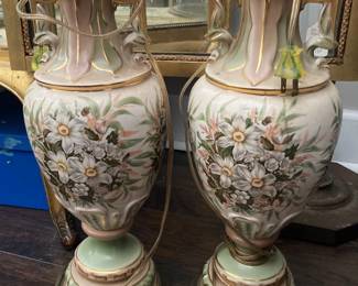Pair of large pink lamps