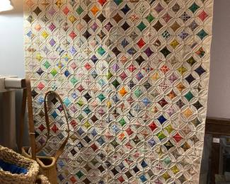 Cathedral window quilt piece - wall hanging (beautiful small patches)