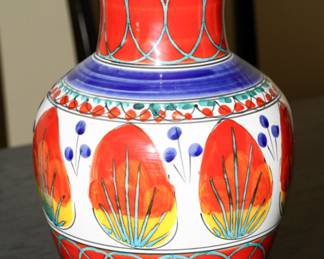 Italian floral pottery vase & platter