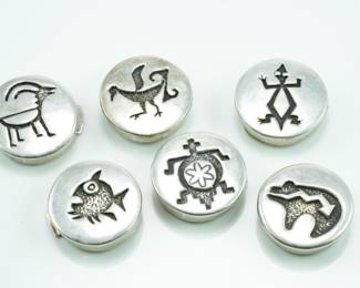Navajo fetish silver button covers