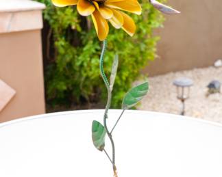 Wrought iron sunflower with hummingbird