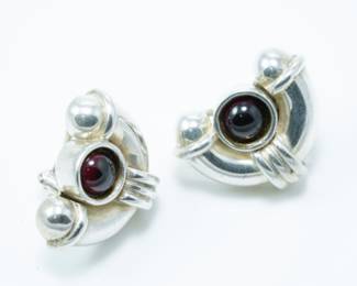 Garnet & sterling earrings by Weiss