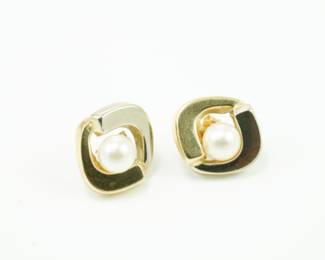 14k enameled earrings with pearls