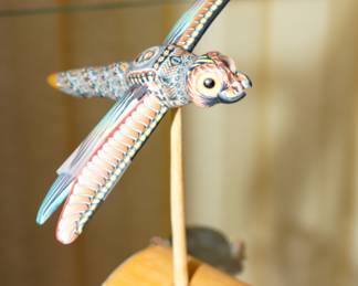 Hand made & painted pottery hummingbird-he has been repaired and needs a bit of TLC