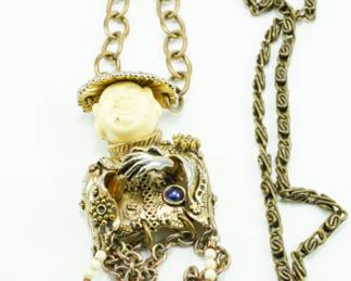 Carved bone netsuke necklace