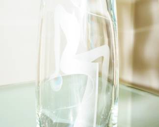 Frosted figural glass vase