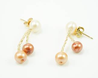 Pearl & 14k dangle earrings