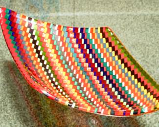 Multi-colored aquilone Murano art glass bowl