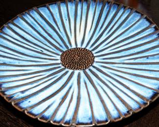 Blue floral ceramic platter by David McDonald-about 18-22" in diameter