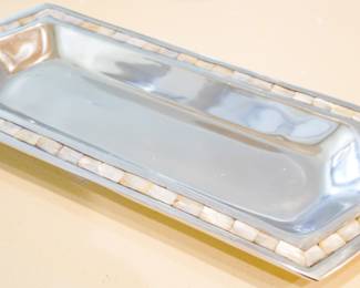Mother of pearl & pewter tray