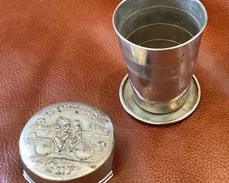 Antique folding cyclist’s water cup
