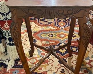 Carved Walnut Center Table 