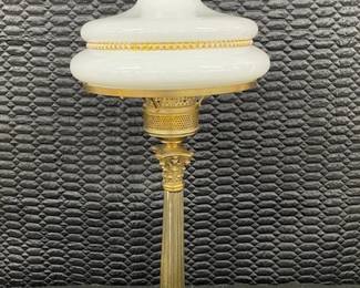 Candlestick Lamp w/ White & Gold Globe 