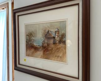 Framed Watercolor Barn