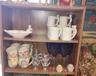 Cabbage dish set, Fitz & Floyd mugs