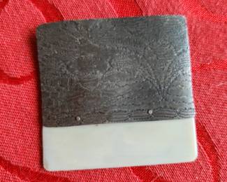 Studio Piece - Sterling and Ivory Pin - Signed FB