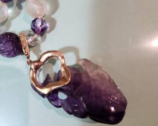 Frog and Bird Amethyst Piece 