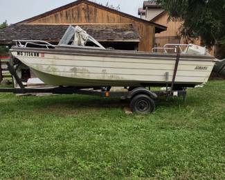 15 1/2 Tri-Hull boat with 60 horse outboard motor  No Seats
