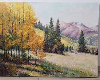 2 Aspens at Cheyenne Pass Oil Joe Horton Weems Gallery