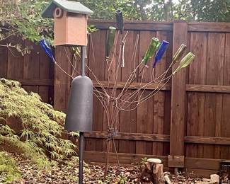 Bird houses as well as iron bottle tree for sale 