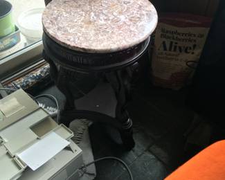 Family Room- Small Side Vintage Table with Stone Top