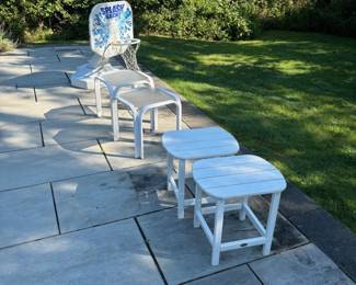 Outdoor Side Tables and Pool Basketball Hoop