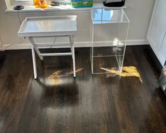 Plexi Accent table and White Side Table