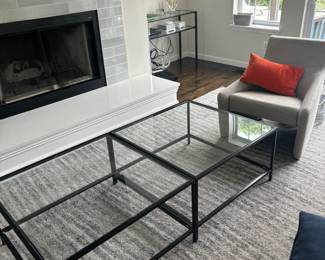 111 two coffee tables w two glass shelves