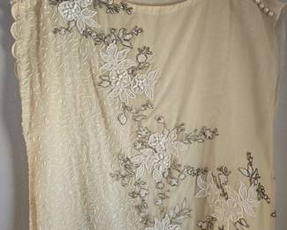 Vintage finely beaded sheer silk kaftan