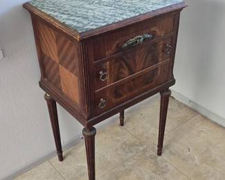 Antique marble lined, marble top smoking table