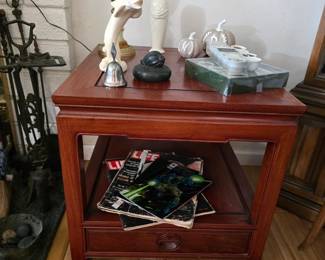 Square rosewood end table with drawer (1 of 2)