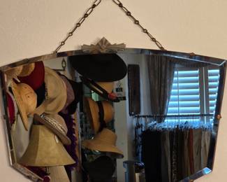 Antique, art deco style hanging mirror
