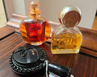 Dior Dune eau de toilette; Babe spray cologne; Glamourette House of Benefit lipstick, foundation, blusher triple compact