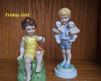 Royal Worcester Days of the Week Friday Girl & Monday Boy